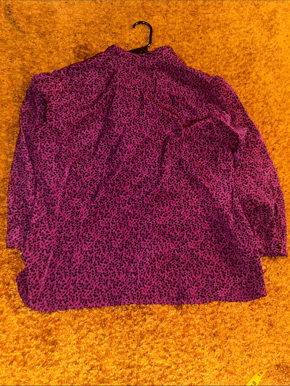 George Magenta Ruffle Button-Up Blouse - Picture 4 of 5